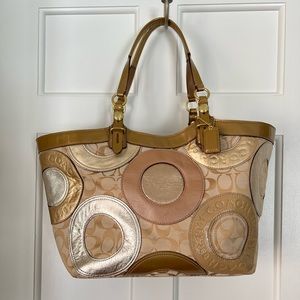 Authentic Coach Patchwork Carly Handbag Gold